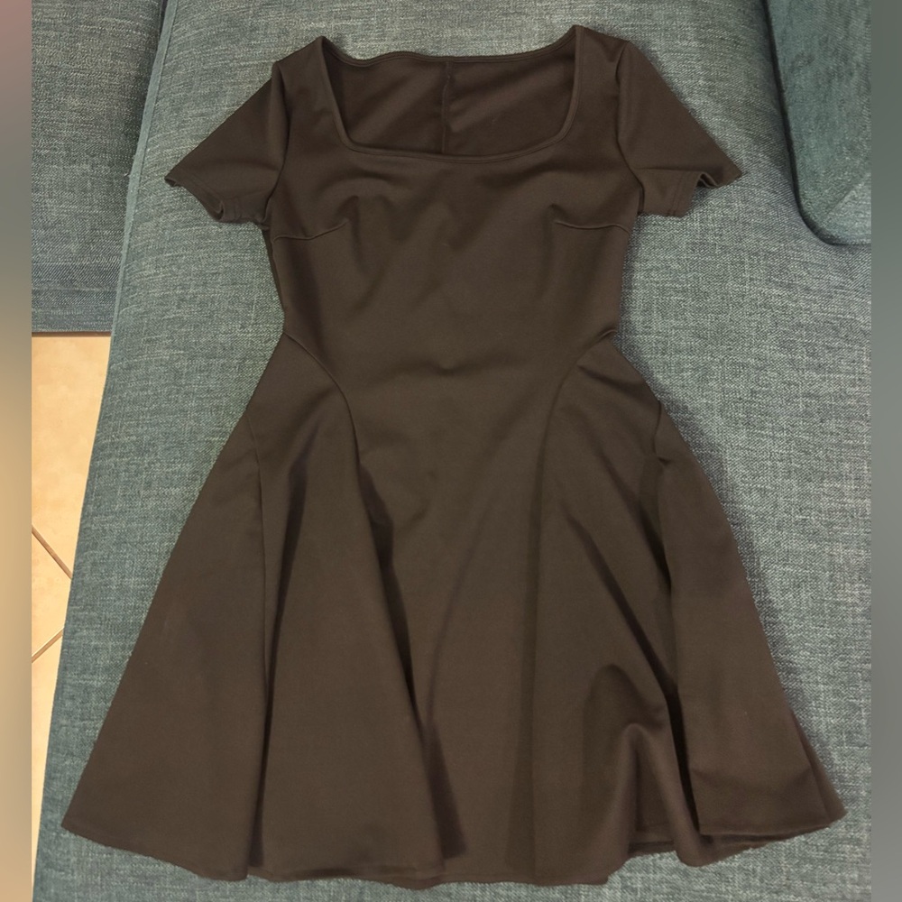 SHEIN Black Square Neck Fit & Flare Mini Dress